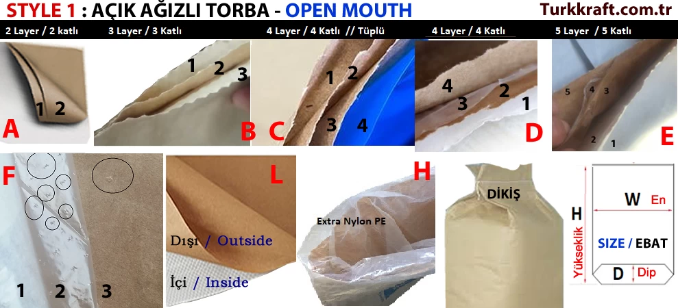 Open Mouth Bellows Bottom Kraft Bag