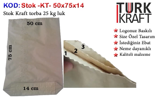 There is a stock kraft bag. 25 kg
