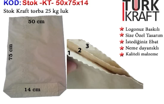 There is a stock kraft bag. 25 kg